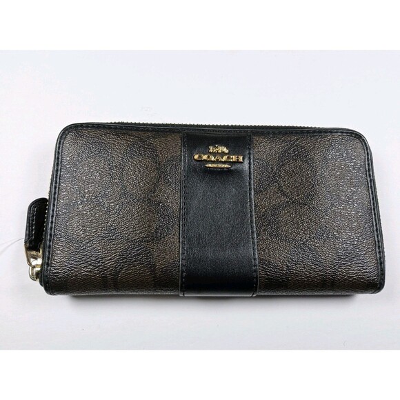 Coach Signature Zip Around Accordion Wallet DAMAGED - Picture 1 of 11